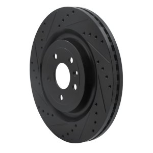 Ford Police Interceptor Sedan Brake Rotor (1) - Front Left - R1 Concepts - Drilled & Slotted - Black - `13-`19